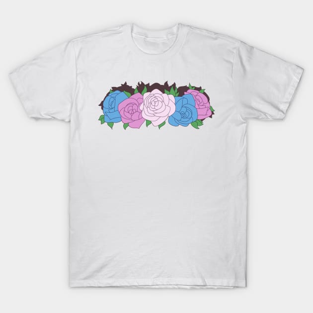 Transgender Pride Flower Crown T-Shirt by celestialuka